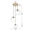 Living District Baxter 3-Light Metal Pendant in Black and Clear Finish