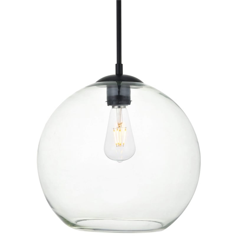 Living District Baxter 1-Light Metal Pendant in Black & Clear Finish