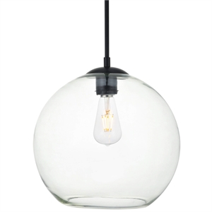 Living District Baxter 1-Light Metal Pendant in Black & Clear Finish