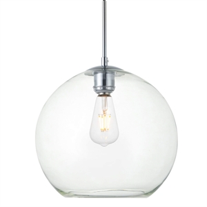 Living District Baxter 1-Light Metal Pendant in Chrome & Clear