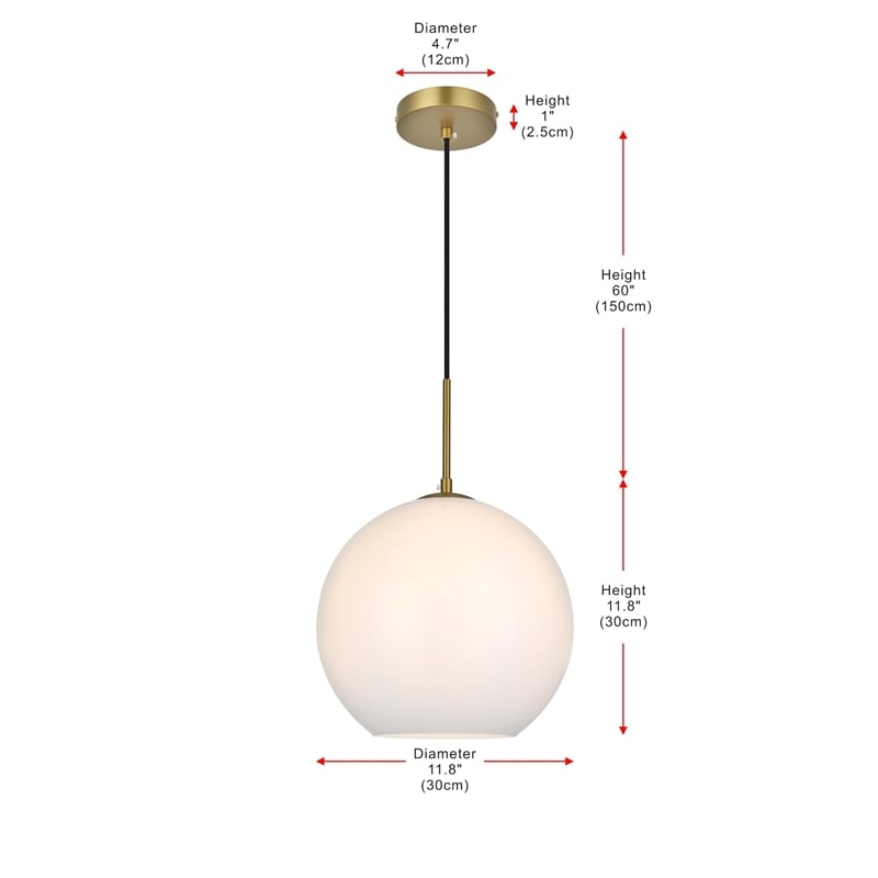Living District Baxter 1-Light Metal Pendant in Brass and Frosted White