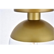 Living District Eclipse 1-Light Glass & Metal Flush Mount in Brass/Clear