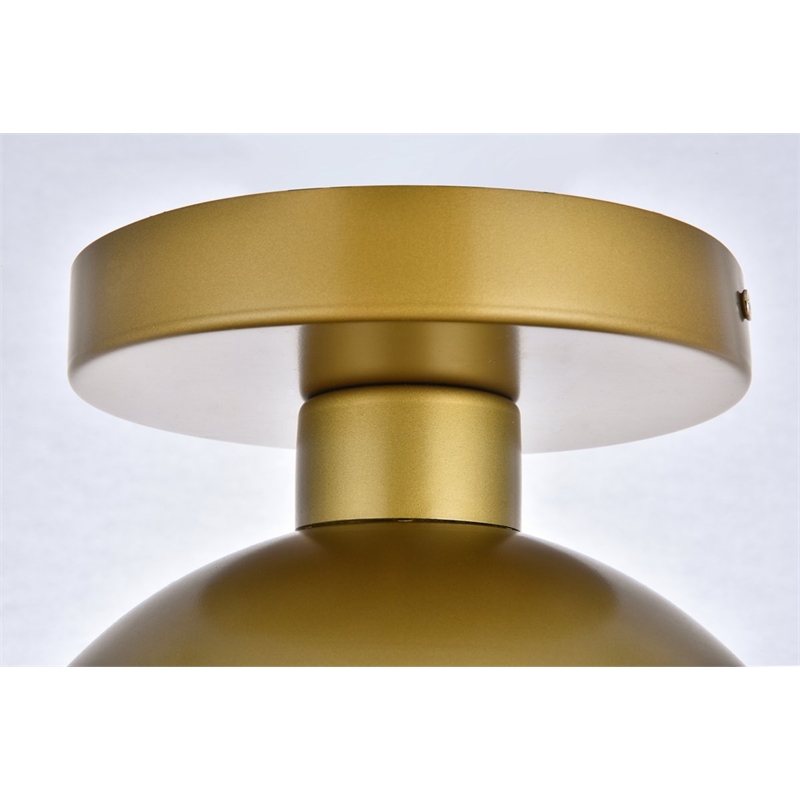 Living District Eclipse 1-Light Glass & Metal Flush Mount in Brass/Clear