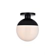 Living District Eclipse 1-Light Metal & Glass Flush Mount in Frosted White/Black