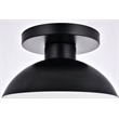 Living District Eclipse 1-Light Metal & Glass Flush Mount in Frosted White/Black