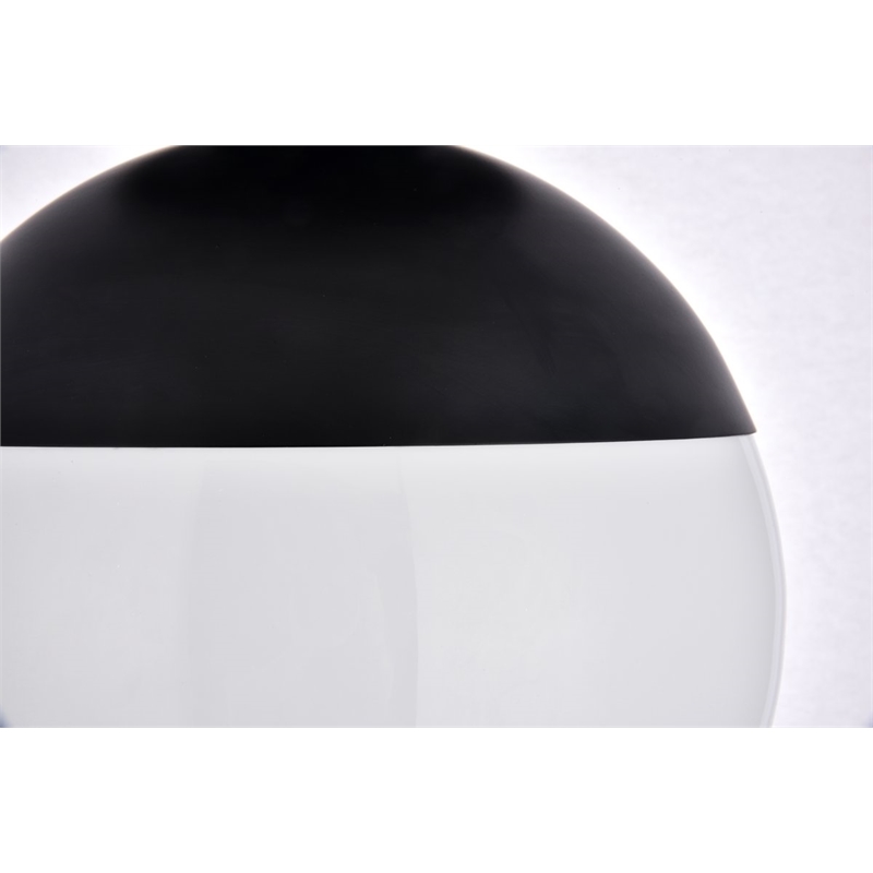 Living District Eclipse 1-Light Metal & Glass Flush Mount in Frosted White/Black