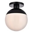 Living District Eclipse 1-Light Metal & Glass Flush Mount in Frosted White/Black
