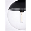 Living District Eclipse 1-Light Metal & Glass Flush Mount in Black and Clear