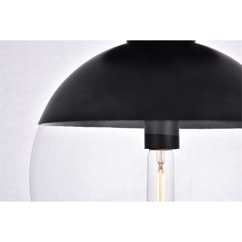 Living District Eclipse 1-Light Metal & Glass Flush Mount in Black and Clear