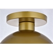 Living District Eclipse 1-Light Metal & Glass Flush Mount in Brass/Frosted White