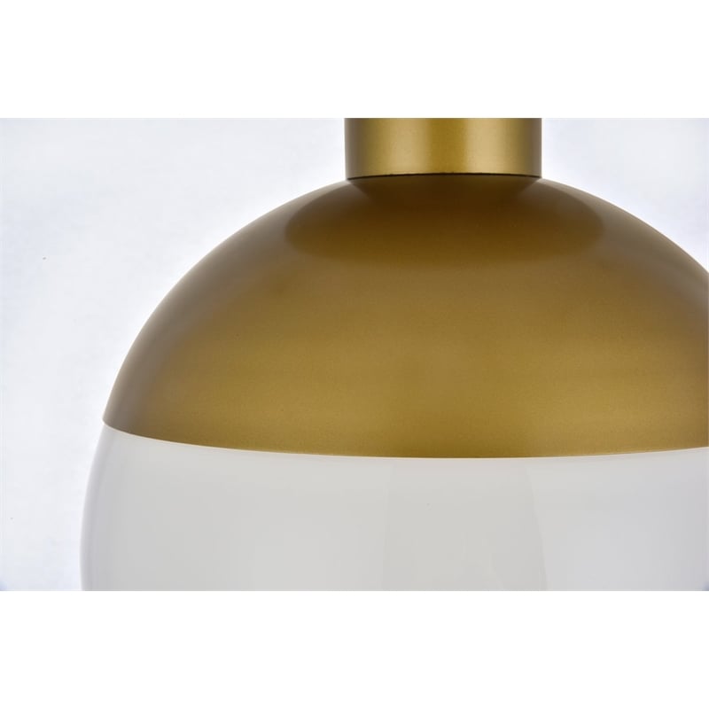 Living District Eclipse 1-Light Metal & Glass Flush Mount in Brass/Frosted White
