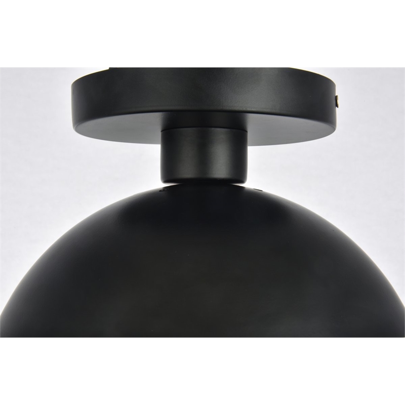 Living District Eclipse 1-Light Glass & Metal Flush Mount in Black/Frosted White