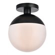 Living District Eclipse 1-Light Glass & Metal Flush Mount in Black/Frosted White