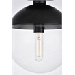 Living District Eclipse 1-Light Metal & Glass Flush Mount in Black/Clear