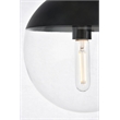 Living District Eclipse 1-Light Metal & Glass Flush Mount in Black/Clear