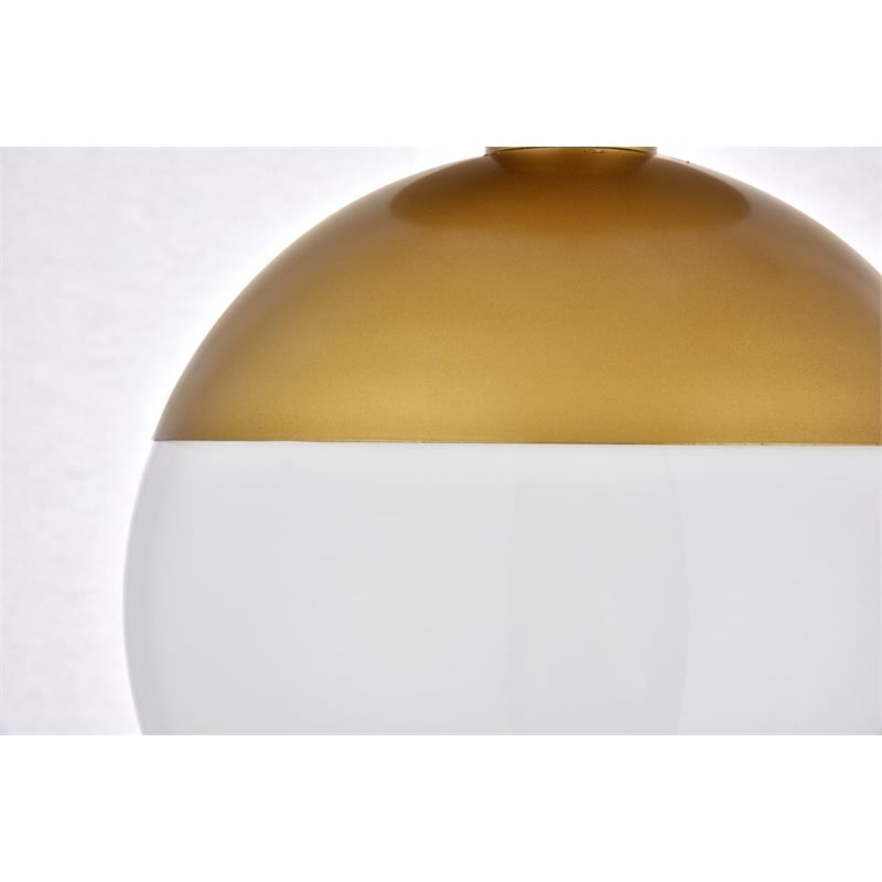 Living District Eclipse 1-Light Glass & Metal Flush Mount in Brass/Frosted White