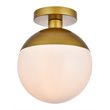 Living District Eclipse 1-Light Glass & Metal Flush Mount in Brass/Frosted White