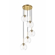 Living District Baxter 5-Light Metal Pendant in Brass and Clear Finish