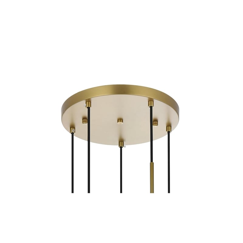 Living District Baxter 5-Light Metal Pendant in Brass and Clear Finish