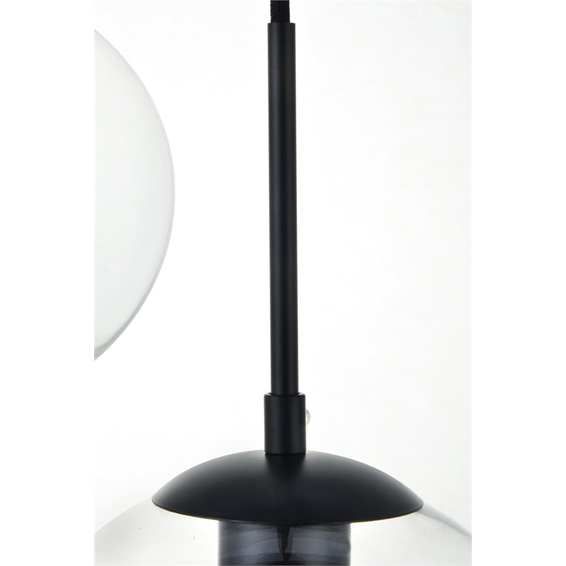 Living District Baxter 5-Light Metal & Glass Pendant in Black/Clear