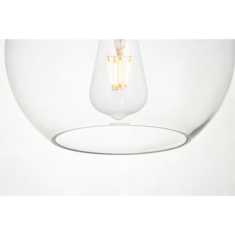 Living District Baxter 5-Light Metal & Glass Pendant in Black/Clear