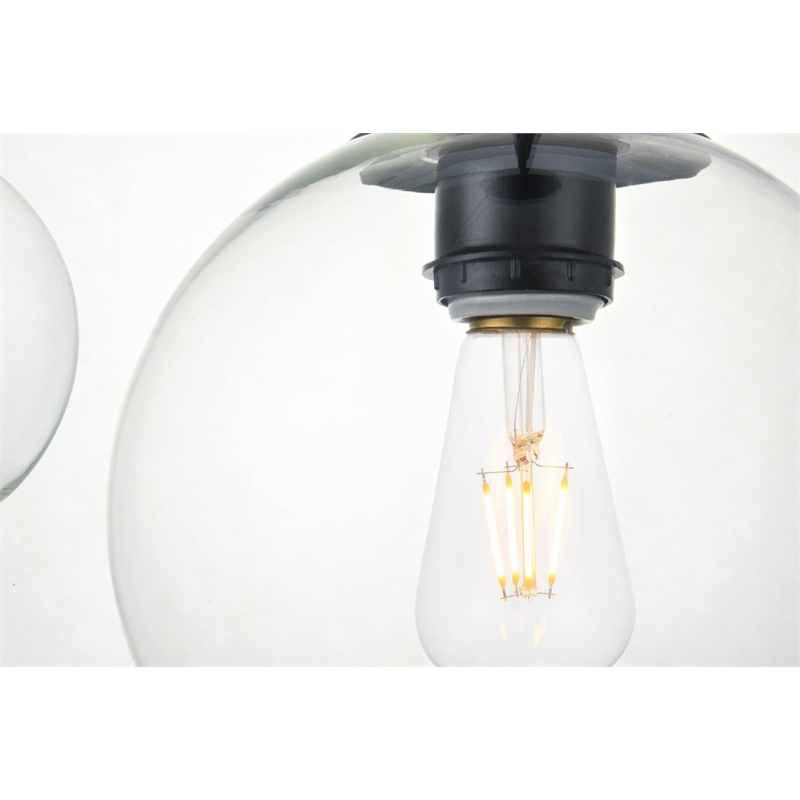 Living District Baxter 5-Light Metal & Glass Pendant in Black/Clear