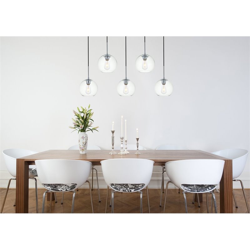 Living District Baxter 5-Light & Glass Metal Pendant in Chrome/Clear