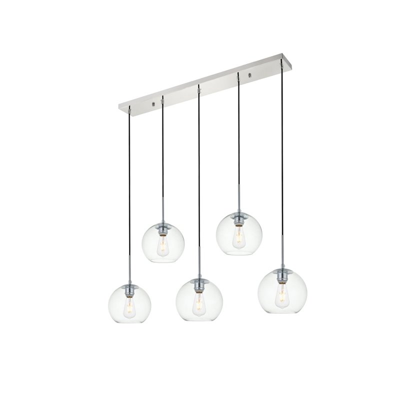 Living District Baxter 5-Light & Glass Metal Pendant in Chrome/Clear