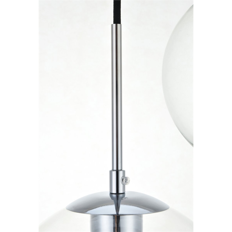 Living District Baxter 5-Light & Glass Metal Pendant in Chrome/Clear