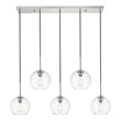Living District Baxter 5-Light & Glass Metal Pendant in Chrome/Clear