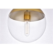 Living District Eclipse 1-Light Metal & Glass Flush Mount in Clear/Brass