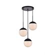 Living District Eclipse 3-Light Metal & Glass Pendant in Black/Frosted White