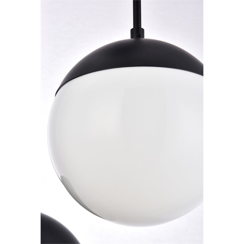 Living District Eclipse 3-Light Metal & Glass Pendant in Black/Frosted White