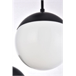 Living District Eclipse 3-Light Metal & Glass Pendant in Black/Frosted White