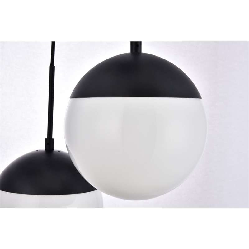 Living District Eclipse 3-Light Metal & Glass Pendant in Black/Frosted White