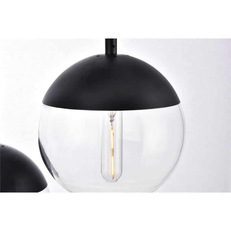 Living District Eclipse 3-Light Metal & Glass Pendant in Black and Clear