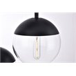 Living District Eclipse 3-Light Metal & Glass Pendant in Black and Clear