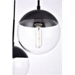 Living District Eclipse 3-Light Metal & Glass Pendant in Black and Clear
