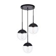 Living District Eclipse 3-Light Metal & Glass Pendant in Black and Clear
