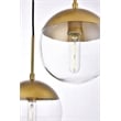 Living District Eclipse 3-Light Metal & Glass Pendant in Clear/Brass