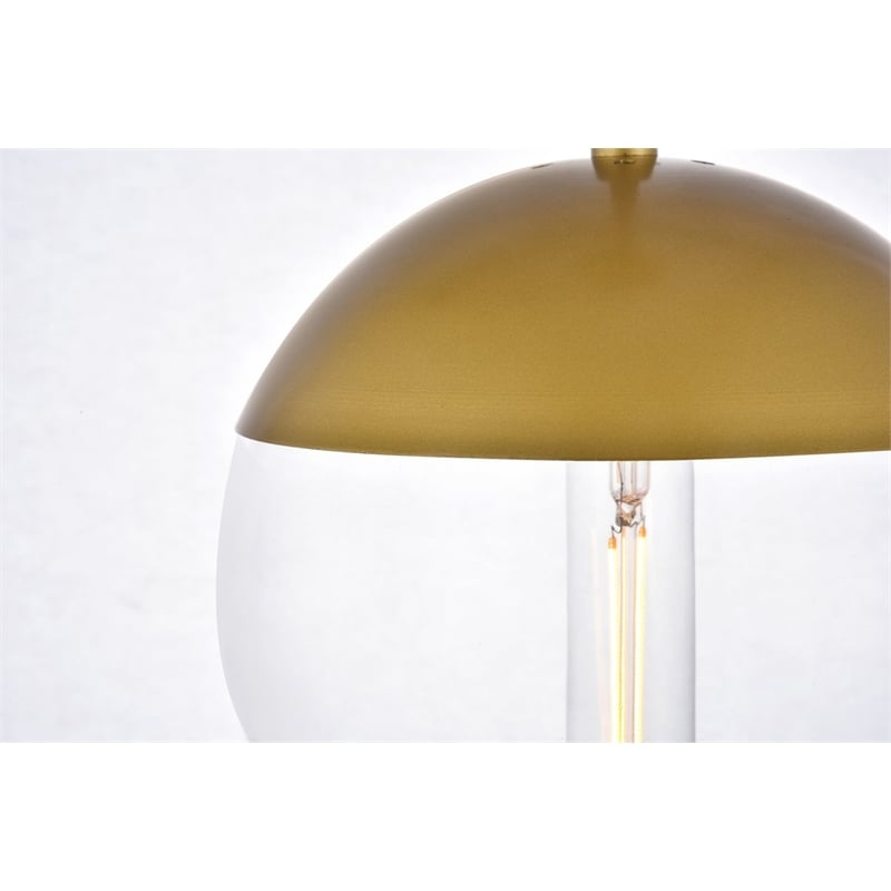 Living District Eclipse 3-Light Metal & Glass Pendant in Clear/Brass