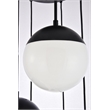 Living District Eclipse 5-Light Metal & Glass Pendant in Black/Frosted White