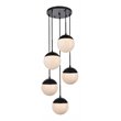 Living District Eclipse 5-Light Metal & Glass Pendant in Black/Frosted White