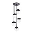 Living District Eclipse 5-Light Metal & Glass Pendant in Black/Clear
