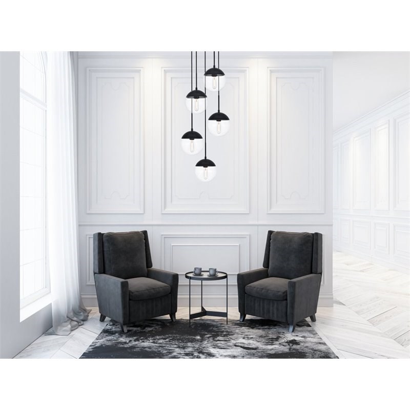 Living District Eclipse 5-Light Metal & Glass Pendant in Black/Clear