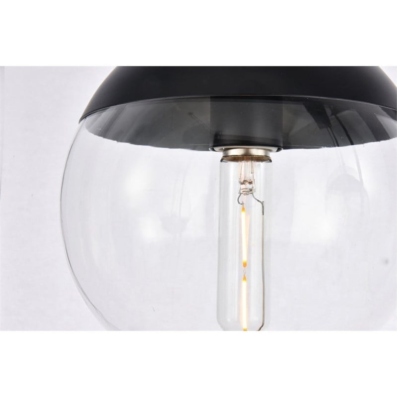 Living District Eclipse 5-Light Metal & Glass Pendant in Black/Clear