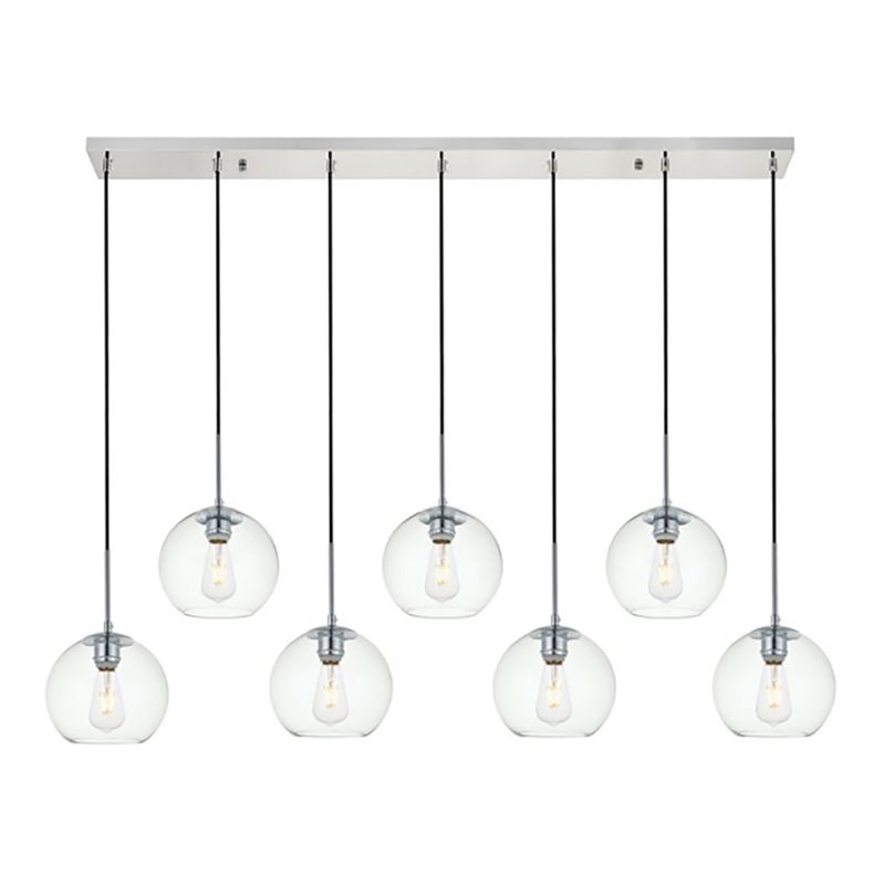 Living District Baxter 7-Light Metal & Glass Pendant in Chrome/Clear