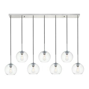 living district baxter 7-light metal & glass pendant in chrome/clear