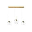Living District Baxter 3-Light Metal & Glass Pendant in Brass/Clear