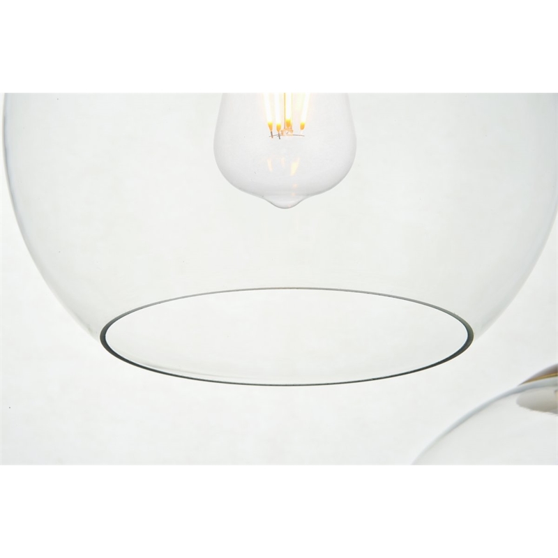 Living District Baxter 3-Light Metal & Glass Pendant in Brass/Clear